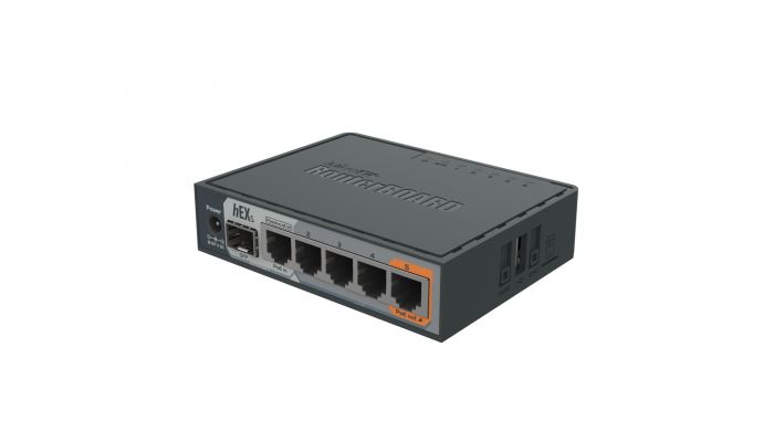 MikroTik hEX S (5x 1Gb Ethernet ports, 1x PoE out port, 1x SFP port)